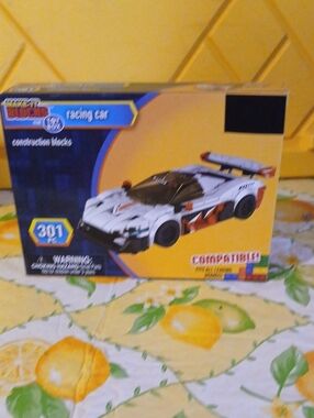 Racing Construction Toy Car - White and Red
